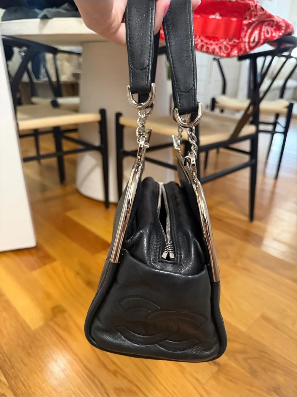 CHANEL Black Frame Bag with duster and authenticity card